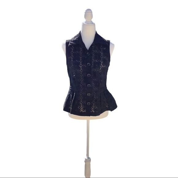 V Christina Black Sheer Floral Print Blouse - Picture 1 of 3